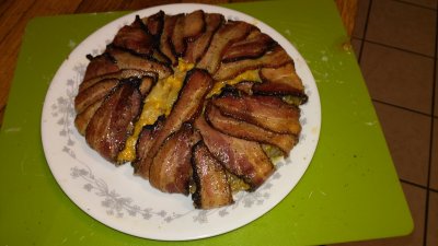 Bacon, potato and cheddar tart