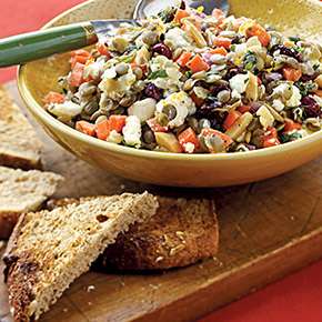 Feta-Lentil Salad with Almonds and Dried Cherries
